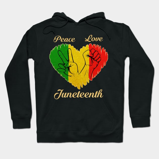 Peace Love Juneteenth Black Pride Freedom 4th Of July Hoodie by ArtbyJester